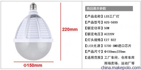 【供应浙江宁波惠众照明大功率led50W工厂灯厂房灯】价格,厂家,图片,工矿灯具,余姚市惠众照明灯具-